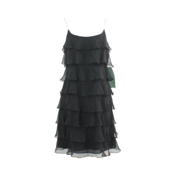 Morgan & Co. Dresses & Skirts - Morgan Nites Sz 8 Black Lined Tiered Ruffled 100% Poly Acetate Dress